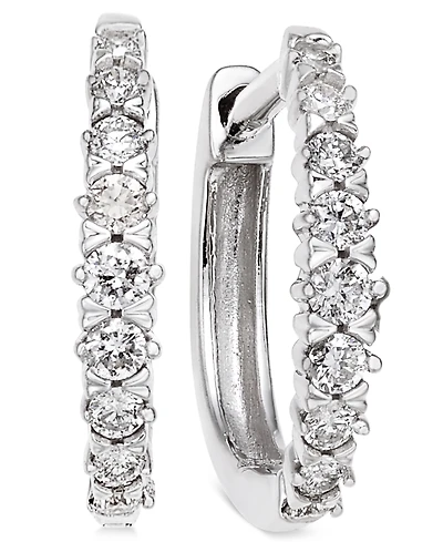 Diamond Hoop Earrings (1/4 ct. t.w.) in 14k White Gold