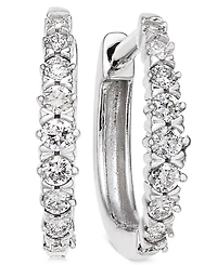Diamond Hoop Earrings (1/4 ct. t.w.) in 14k White Gold