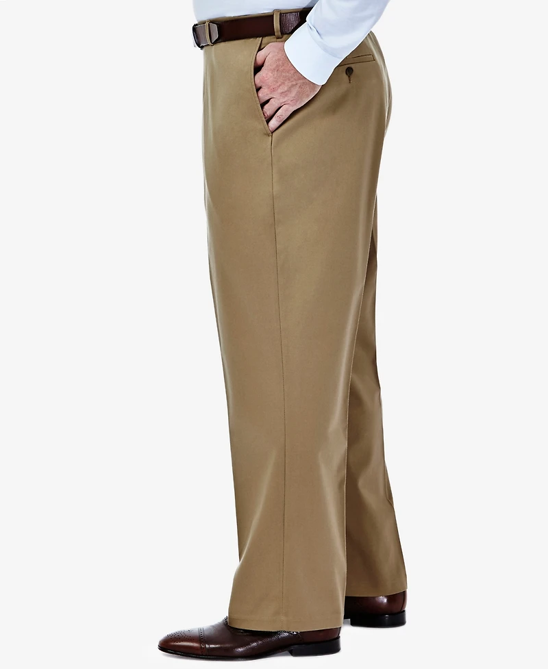 Haggar Men's Big & Tall Premium No Iron Khaki Classic Fit Flat Front Hidden Expandable Waistband Pants