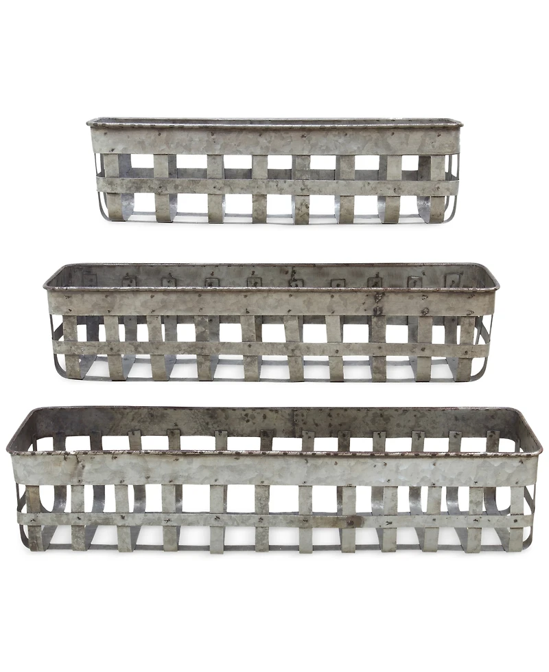 Open Weave Metal Baskets, Silver, Set of 3