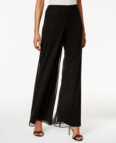 Msk Petite Mesh Sparkle Wide-Leg Pants