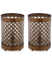 Safavieh Set of 2 Borden Hurricane Bronze-Finish Table Lamps