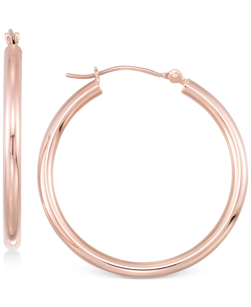 Polished Tube Hoop Earrings 10k Gold, White Gold or Rose