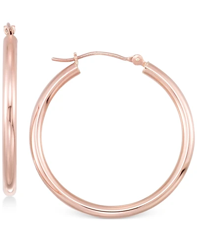 Polished Tube Hoop Earrings 10k Gold, White Gold or Rose