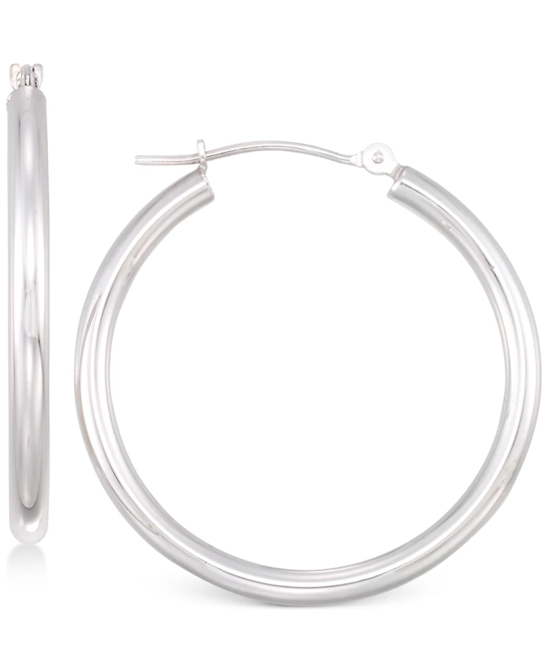 Polished Tube Hoop Earrings 10k Gold, White Gold or Rose
