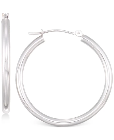 Polished Tube Hoop Earrings 10k Gold, White Gold or Rose