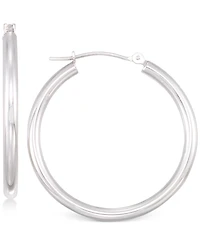 Polished Tube Hoop Earrings 10k Gold, White Gold or Rose