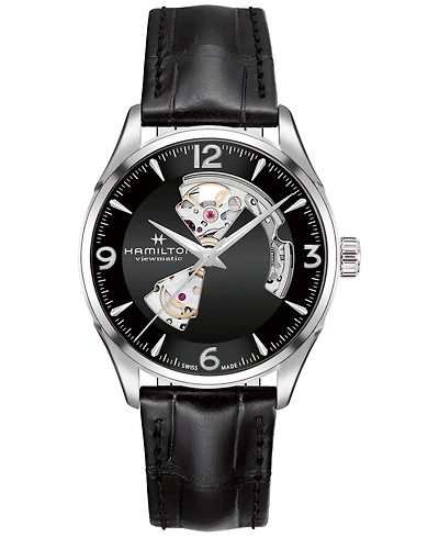 Hamilton Men's Swiss Automatic Jazzmaster Black Leather Strap Watch 40mm