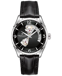 Hamilton Men's Swiss Automatic Jazzmaster Black Leather Strap Watch 40mm