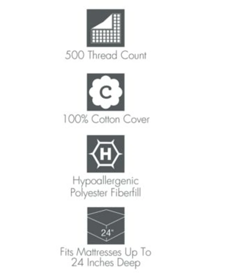 Hotel Collection 500 Thread Count Cotton Hypoallergenic Down Alternative Fill Extra Deep Mattress Pads Exclusively At Macys