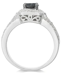 Diamond Halo Ring (1 ct. t.w.) in Sterling Silver