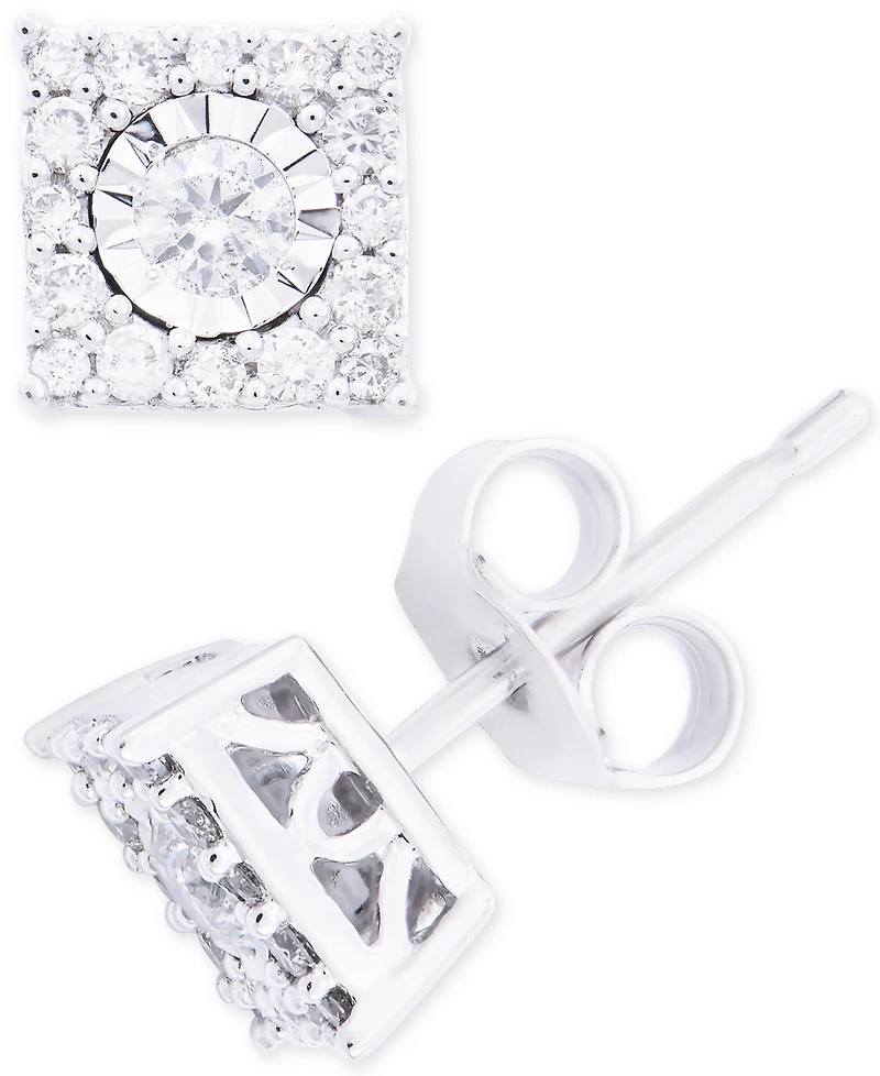 Diamond Cluster Stud Earrings (1/3 ct. t.w.) 14k White Gold, Yellow Gold and Rose