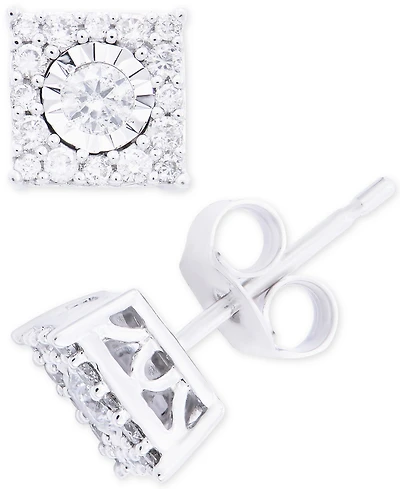Diamond Cluster Stud Earrings (1/3 ct. t.w.) 14k White Gold, Yellow Gold and Rose