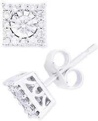 Diamond Cluster Stud Earrings (1/3 ct. t.w.) 14k White Gold, Yellow Gold and Rose