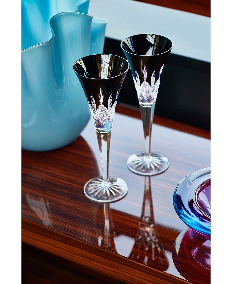 Waterford Lismore Black Toasting Flute Pair