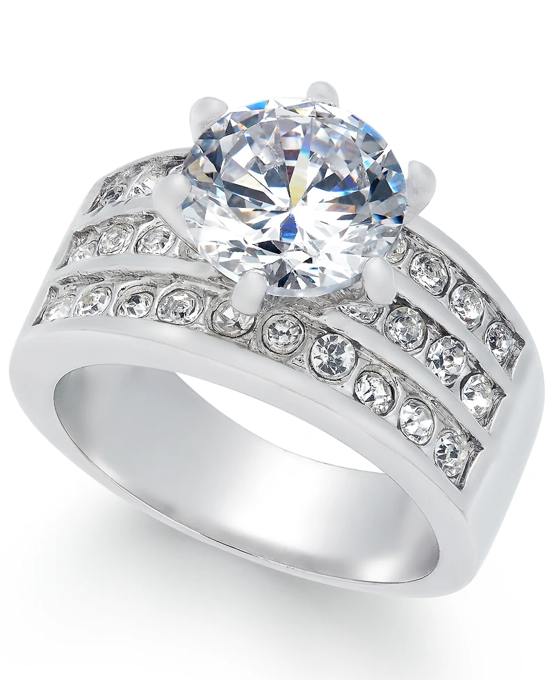 Charter Club Crystal Triple-Row Ring Fine Silver Plate or Gold Plate, Created for Macy's