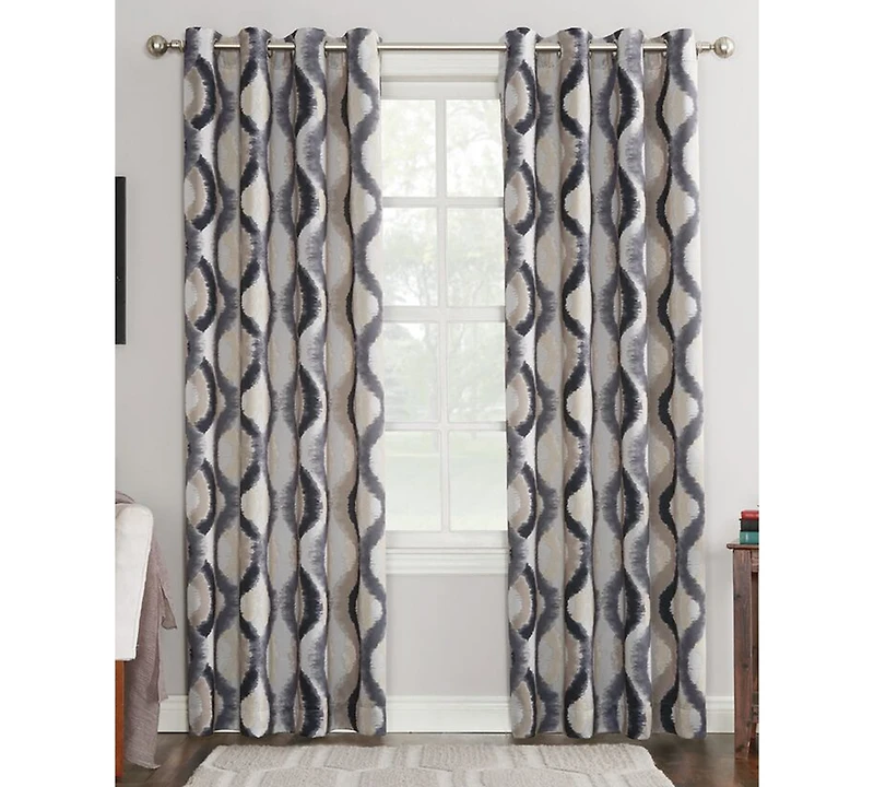 Corbin Watercolor Ogee Room Darkening Grommet Curtain Panel