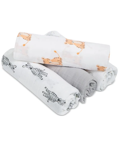 aden by aden + anais Baby Boys or Baby Girls Animal Swaddle Blankets, Pack of 4