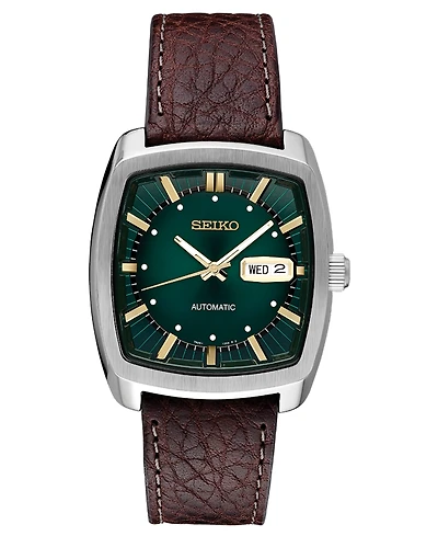 Seiko Men's Automatic Recraft Brown Leather Strap Watch 40mm