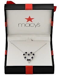 Emerald (1 ct. t.w.) & White Topaz Heart Pendant Necklace Sterling Silver (also available Sapphire Ruby)