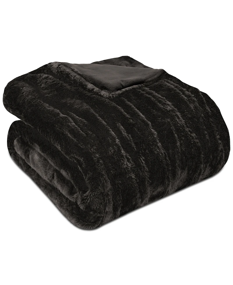 Madison Park Ruched Reversible Faux-Fur Throw, 50" x 60"