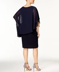 Betsy & Adam Plus Chiffon Capelet Sheath Dress