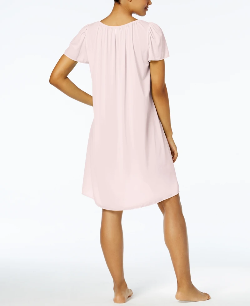Miss Elaine Women's Short-Sleeve Embroidered Nightgown