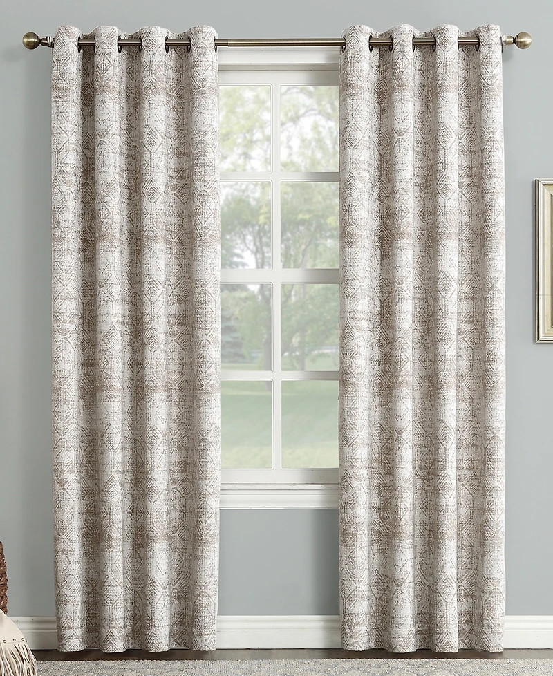 Darren Distressed Woven Jacquard Blackout Grommet Curtain Panel