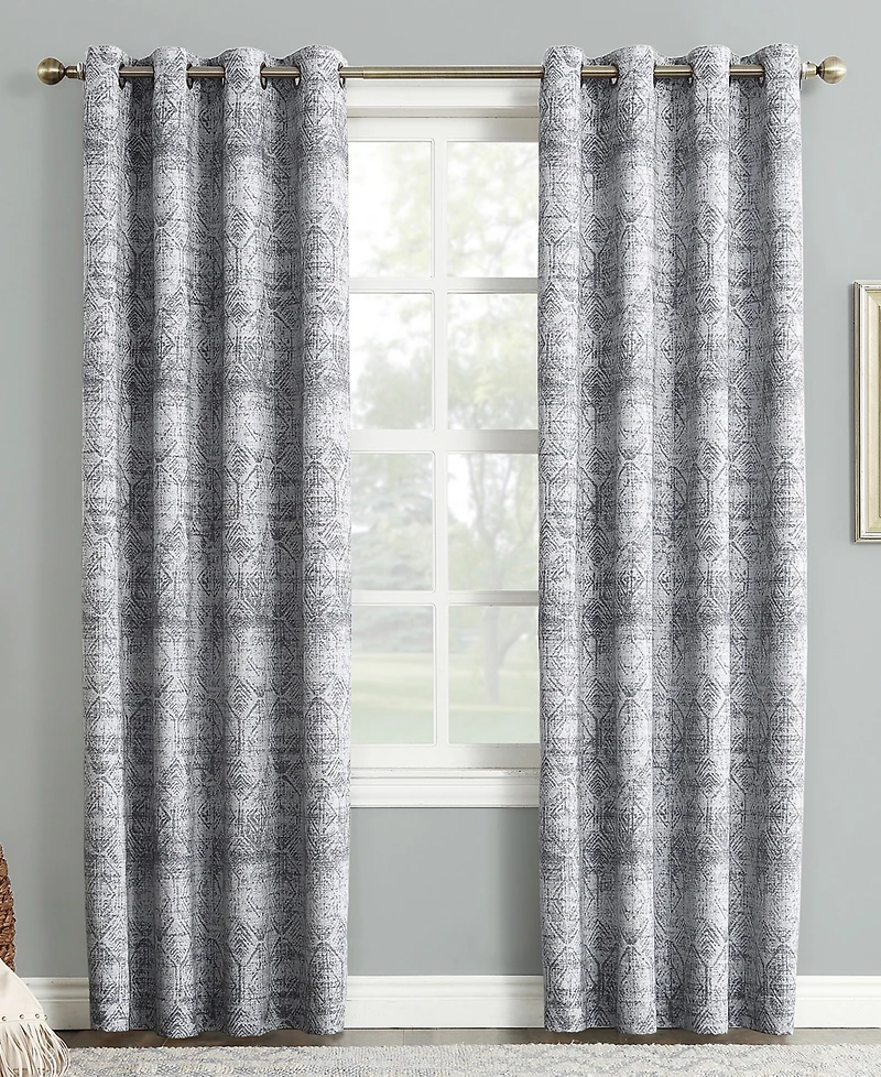Darren Distressed Woven Jacquard Blackout Grommet Curtain Panel