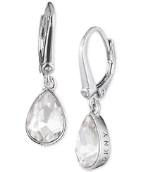 Dkny Crystal Logo Teardrop Drop Earrings