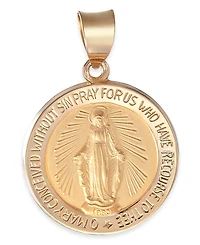 Miraculous Medal Pendant in 14k Yellow Gold