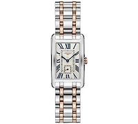 Longines Women's Swiss DolceVita 18K Rose Gold & Stainless Steel Bracelet Watch 23x37mm