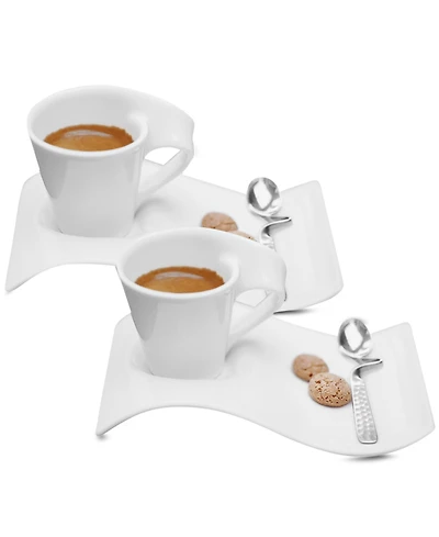 Villeroy & Boch New Wave Caffe Espresso Cups & Saucers, Service for 2