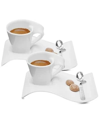 Villeroy & Boch New Wave Caffe Espresso Cups & Saucers, Service for 2