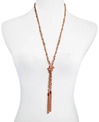 Guess Two-Tone Long Knotted Tassel Lariat Necklace