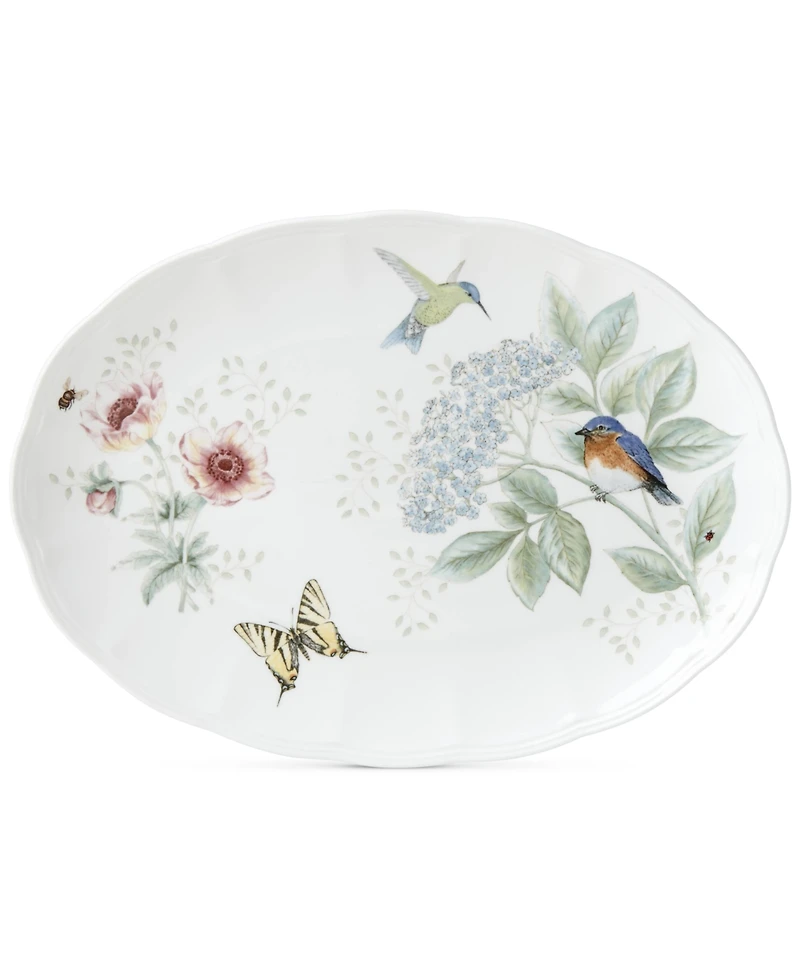 Lenox Butterfly Meadow Flutter Bluebird Oval Platter, 16"