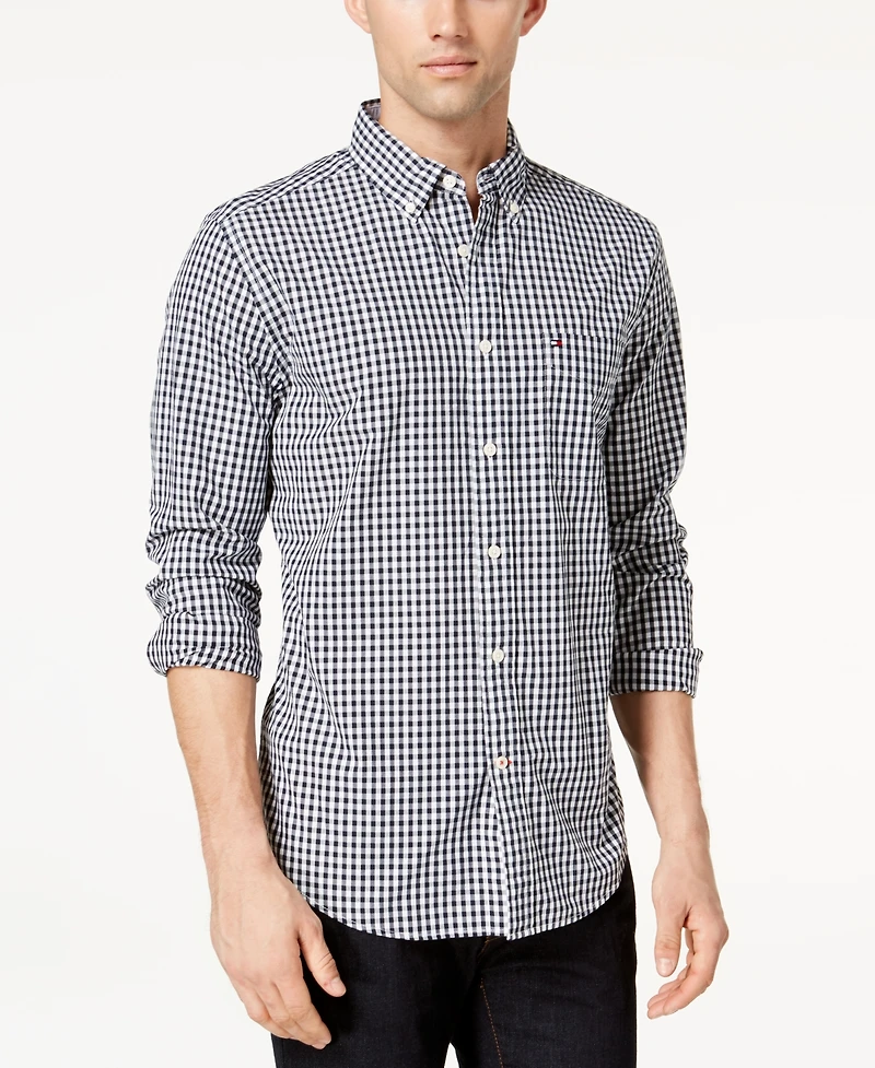 Tommy Hilfiger Men's Big & Tall Classic-Fit Twain Stretch Check Shirt