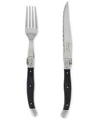 French Home Laguiole Faux Onyx Steak Knife and Fork Set, 8 Piece.
