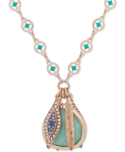 lonna & lilly Gold-Tone Stone & Evil Eye Charm Pendant Necklace, 32" + 3" extender
