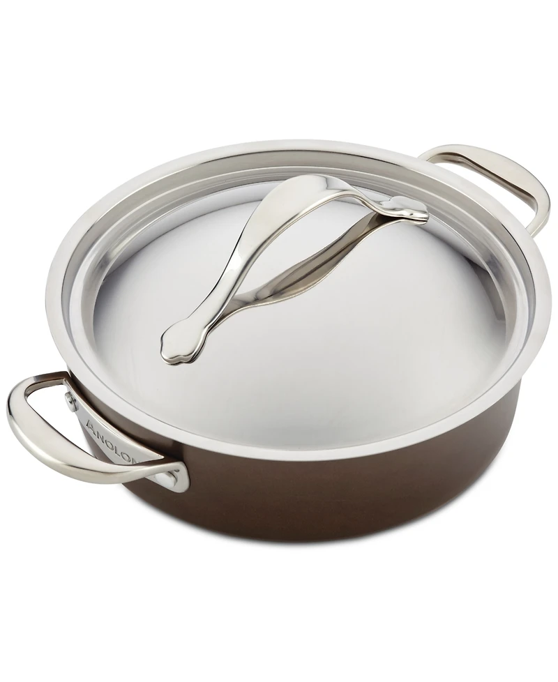 Anolon Nouvelle Copper Luxe Hard-Anodized Nonstick Cookware Set, 3-Piece, Sable