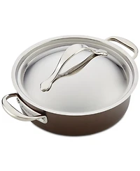 Anolon Nouvelle Copper Luxe Hard-Anodized Nonstick Cookware Set, 3-Piece, Sable