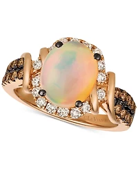 Le Vian Chocolate & Nude Neopolitan Opal (7/8 ct. t.w.) & Diamond (5/8 ct. t.w.) Ring in 14k Rose Gold