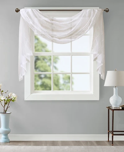 Madison Park Irina Diamond Sheer Embroidered Window Scarf Drapes