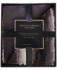 Christian Siriano Ny 60" x 70" Black Ombre Luxury Faux Fur Filled Throw with Gift Box