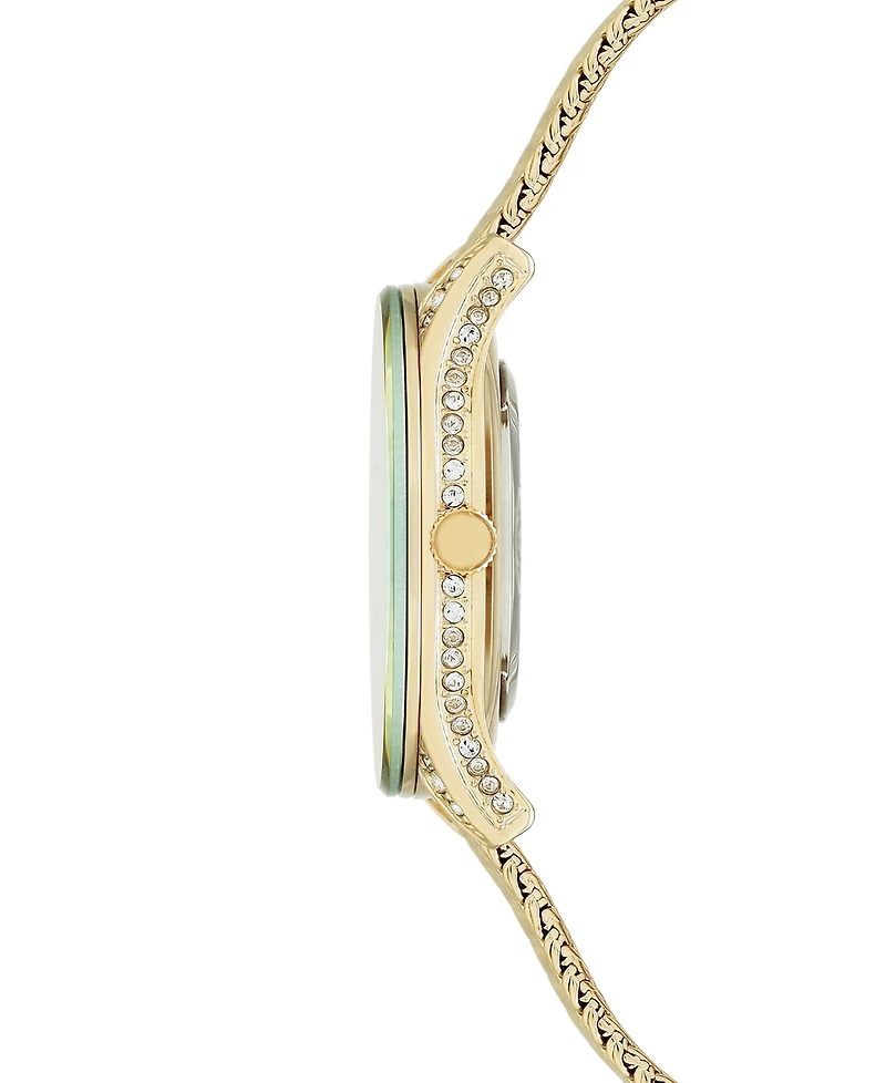 Anne Klein Women's Gold-Tone Stainless Steel Mesh Bracelet Watch 30mm Ak-2208CHGB