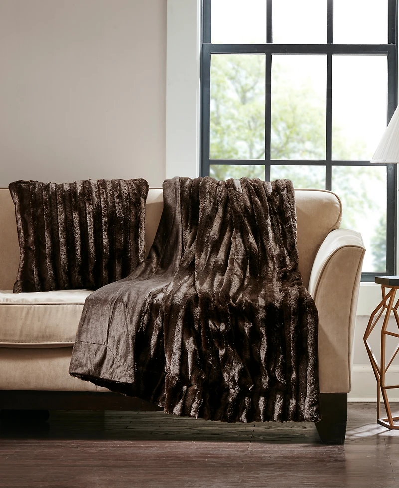 Madison Park Duke Ribbed Faux-Fur Decorative Pillow, 20" x