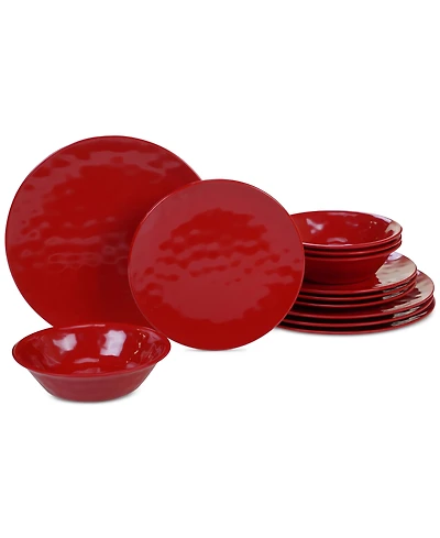 Certified International Red Melamine 12-Pc. Dinnerware Set, Service for 4