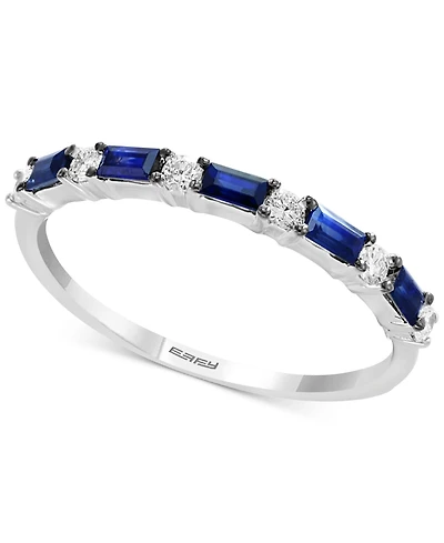 Effy Sapphire (1/3 ct. t.w.) & Diamond (1/8 ct. t.w.) Stacking Ring in 14k White Gold (Also Available in Emerald)