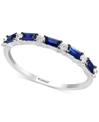 Effy Sapphire (1/3 ct. t.w.) & Diamond (1/8 ct. t.w.) Stacking Ring in 14k White Gold (Also Available in Emerald)