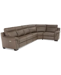Closeout! Julius Ii 5-Pc. Leather Sectional Sofa With 3 Power Recliners, Power Headrests & Usb Power Outlet, Created for Macy's